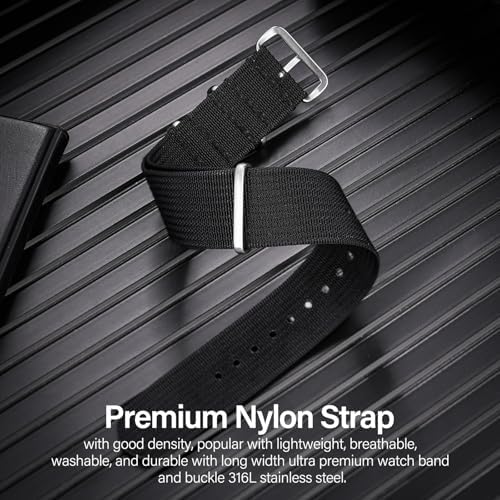 TACTICAL FROG Nylon Watch Band 18 Mm 19 Mm 20 Mm 22 Mm 24 Mm Waterproof Military Watch Straps Replacement For Men Women With Stainless Steel Buckle