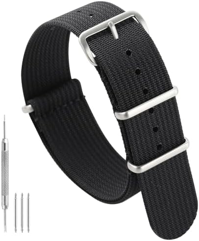 TACTICAL FROG Nylon Watch Band 18 mm 19 mm 20 mm 22 mm 24 mm Waterproof Military Watch Straps Replacement for Men Women With Stainless Steel Buckle