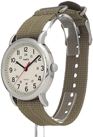 Timex Weekender 38mm Unisex Analog Watch INDIGLO Backlight Adjustable Durable Nylon Fabric Slip Through Strap 24 Hour Time