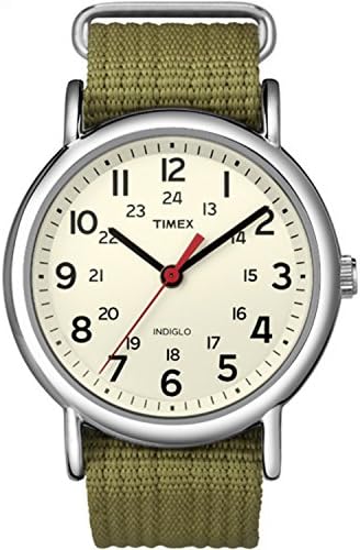 Timex Weekender 38mm Unisex Analog Watch INDIGLO Backlight Adjustable Durable Nylon Fabric Slip Through Strap 24 Hour Time