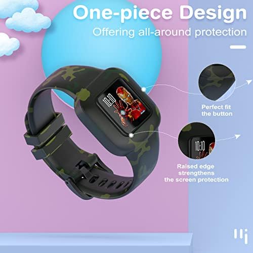 TiMOVO Replacement Band Compatible With Vivofit JR 3 [3-Pack] Soft Silicone Strap Pattern Printed Wristband Smartwatch Accessories Fit Vivofit JR 3 - Paw Prints/Green/Leopard Print