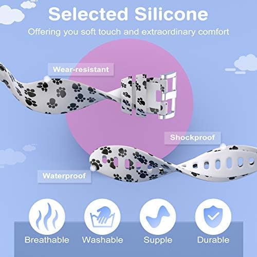 TiMOVO Replacement Band Compatible With Vivofit JR 3 [3-Pack] Soft Silicone Strap Pattern Printed Wristband Smartwatch Accessories Fit Vivofit JR 3 - Paw Prints/Green/Leopard Print