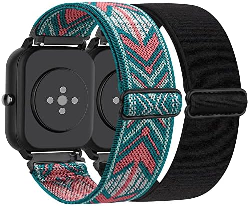 Tobfit 2 件装弹性弹性带 兼容 Gabb 儿童表带 柔软的尼龙环带可调节替换腕带适用于 Gabb 手表和 Gabb 手表 2 个男孩女孩 黑色+绿色箭头