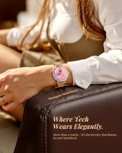 TOOBUR Smart Watch For Women With Two Bands Fitness Tracker Watch Heart Rate Monitor Step Counter Android & IOS Phones Compatible Answer/Make Calls HD Touchscreen IP68 Waterproof Rose Gold