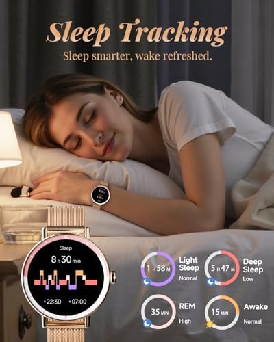 TOOBUR Smart Watch For Women With Two Bands Fitness Tracker Watch Heart Rate Monitor Step Counter Android & IOS Phones Compatible Answer/Make Calls HD Touchscreen IP68 Waterproof Rose Gold