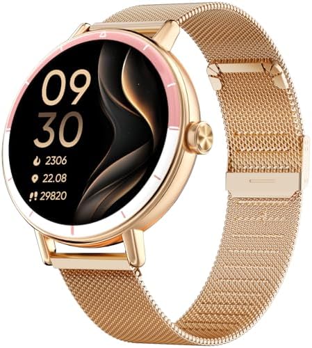 TOOBUR Smart Watch for Women with Two Bands Fitness Tracker Watch Heart Rate Monitor Step Counter Android & iOS Phones Compatible Answer/Make Calls HD Touchscreen IP68 Waterproof Rose Gold