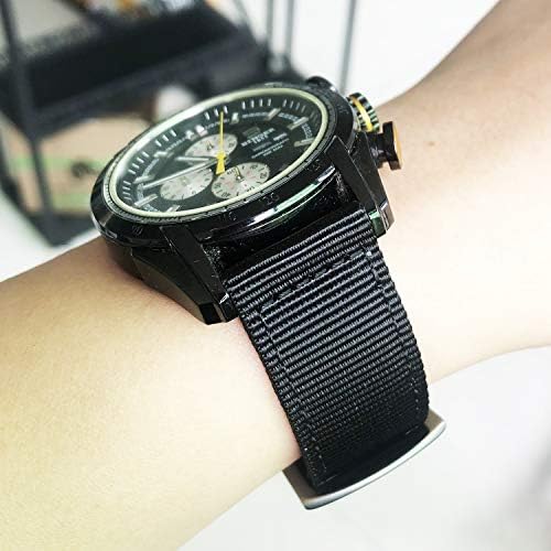 Torbollo Extral Long Quick Release Watch Band For Big Wrists Hard 18mm Watch Band For Big Wrist Quality Nylon Strap And Heavy Duty Brushed Buckle Black