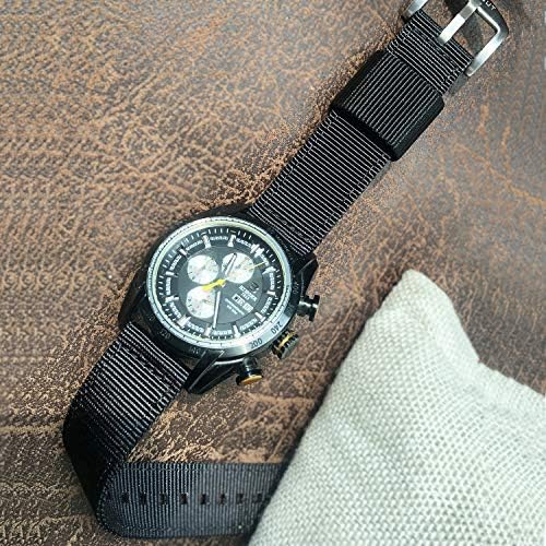 Torbollo Extral Long Quick Release Watch Band For Big Wrists Hard 18mm Watch Band For Big Wrist Quality Nylon Strap And Heavy Duty Brushed Buckle Black