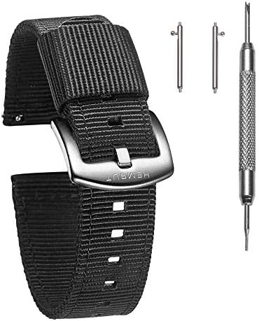 torbollo Extral Long Quick Release Watch Band for Big Wrists Hard 18mm Watch Band for Big Wrist Quality Nylon Strap and Heavy Duty Brushed Buckle Black