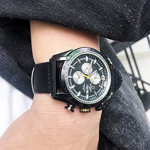 Torbollo Extral Long Quick Release Watch Band For Big Wrists Hard 18mm Watch Band For Big Wrist Quality Nylon Strap And Heavy Duty Brushed Buckle Black