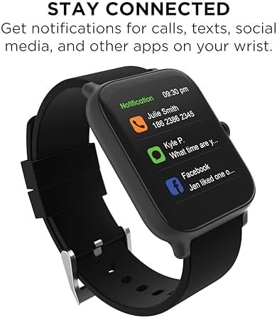 Unisex Smartwatch - Fitness Tracker Heart Rate Monitor Customizable Watch Face - Activity And Calorie Tracker - Multi Sports Modes - Bluetooth Connectivity