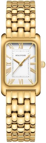Watches for Women Vintage Bracelet Roman Dial Rectangular Case Gold Watch Waterproof with Tools