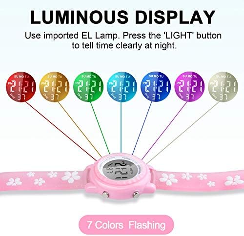 Waterproof LED Kids Watches With Alarm - Kids Toys Gifts For Girls Age 3-10