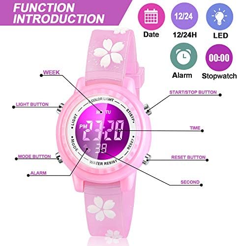 Waterproof LED Kids Watches With Alarm - Kids Toys Gifts For Girls Age 3-10