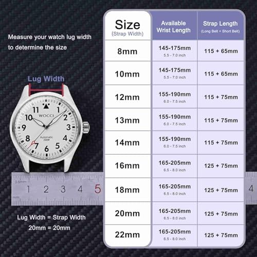 WOCCI 18mm Lug Width Elegant Watch Band Genuine Leather Replacement Strap With Gold Buckle (Black)