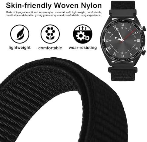WOCCI 20mm Adjustable Nylon Watch Band Quick Release Sport Loop Strap (Black)