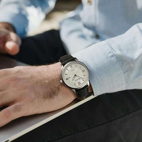 WOCCI 20mm Vintage Leather Watch Band For Men And Women Gold Buckle (Black)