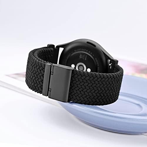 WOCCI 22mm Braided Nylon Watch Band For Men And Women Quick Release Black Stainless Steel Buckle (Black)