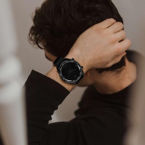 WOCCI 24mm Silicone Watch Band Quick Release Rubber Replacement Strap With Black Stainless Steel Buckle (Black)