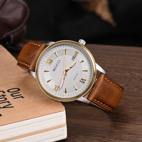 WOCCI Quick Release Watch Band Distressed Genuine Leather Stainless Steel Buckle Strap Width 18mm 19mm 20mm 22mm 24mm