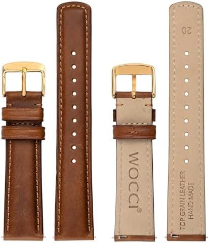 WOCCI Quick Release Watch Band Distressed Genuine Leather Stainless Steel Buckle Strap Width 18mm 19mm 20mm 22mm 24mm