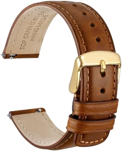 WOCCI Quick Release Watch Band Distressed Genuine Leather Stainless Steel Buckle Strap Width 18mm 19mm 20mm 22mm 24mm