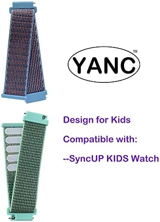 YANC Blue Green White Rainbow For Boy Girl Power-velcro Watch Bands With Hollow Surfaces Compatible With T-mobile SyncUP Watch 2 Packs(Green Sky Blue)