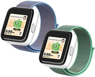 YANC Blue Green White Rainbow for Boy Girl Power-velcro Watch Bands with Hollow Surfaces Compatible with T-mobile SyncUP Watch 2 Packs(Green Sky Blue)