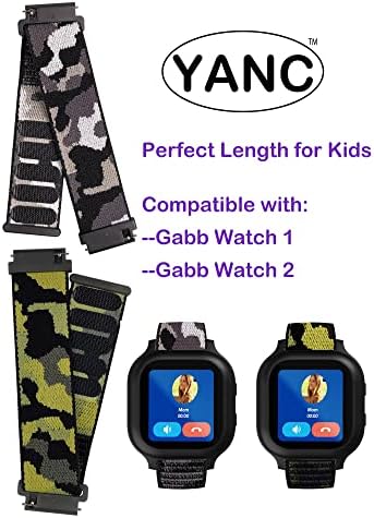YANC Kid's Length Black Blue Red Green Or Camo For Boy Girl Reliable-velcr Watch Bands With Hollow Surfaces Compatible With Gabb Watch 3/2/1 2 Packs(camo Army Green Black)