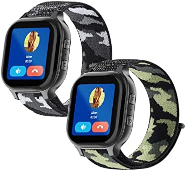 YANC Kid's Length Black Blue Red Green or Camo for Boy Girl Reliable-velcr Watch Bands with Hollow Surfaces Compatible with Gabb Watch 3/2/1 2 Packs(camo army green black)