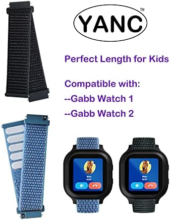 YANC Length Black Blue Red Green Or Camo For Boy Girl Reliable-velcro Watch Bands With Hollow Surfaces Compatible For Gabb Watch 3 2 1 2 Packs(Sea-blue Black)