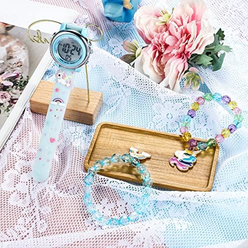 Yaomiao 3 Pieces Kids Unicorn Digital Sport Watches And Bracelets 7 Color Lights Alarm Stopwatch 3D Waterproof Watch Gift For Girls 3-10 Years Old