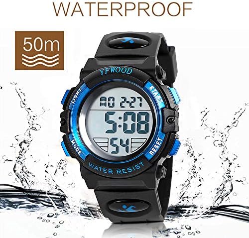 YFWOOD Kids Digital Watch Waterproof Outdoor Watches Children Casual Electronic Analog Quartz Wrist Watches With Silicone Band Luminous Alarm Stopwatch For Boys