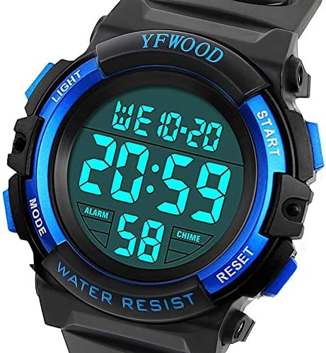 YFWOOD Kids Digital Watch Waterproof Outdoor Watches Children Casual Electronic Analog Quartz Wrist Watches With Silicone Band Luminous Alarm Stopwatch For Boys