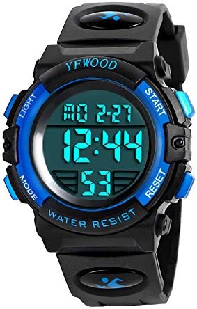 YFWOOD Kids Digital Watch Waterproof Outdoor Watches Children Casual Electronic Analog Quartz Wrist Watches with Silicone Band Luminous Alarm Stopwatch for Boys