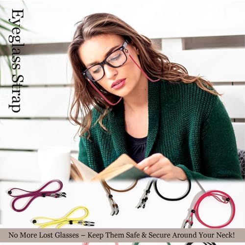 12PCS Glasses Strap Eye Glasses Holders Around Neck Adjustable Leather Eyeglasses Reading Glasses Chain For Women
