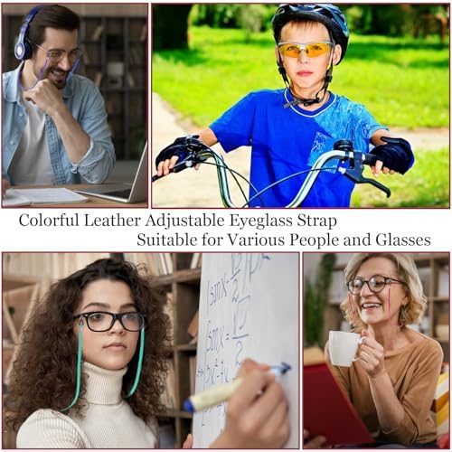 12PCS Glasses Strap Eye Glasses Holders Around Neck Adjustable Leather Eyeglasses Reading Glasses Chain For Women