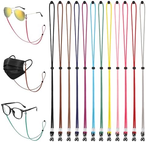 12PCS Glasses Strap Eye Glasses Holders Around Neck Adjustable Leather Eyeglasses Reading Glasses Chain for Women