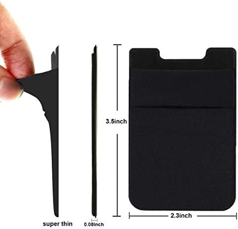 2Pack Adhesive Phone Pocket Cell Phone Stick On Card Wallet Sleeve Credit Cards/ID Card Holder(Double Secure) With Sticker For Back Of IPhone Android And All Smartphones-Black