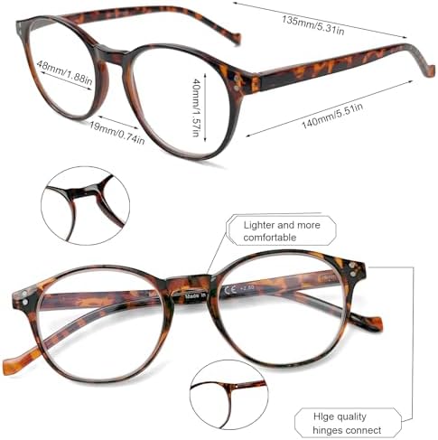 3 Pack Reading Glasses Spring Hinge Stylish Readers Black/Tortoise For Men And Women (Multicolour 1 2.50 X)