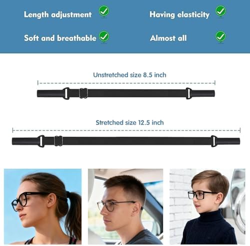 4 Pack Adjustable Glasses Strap（8.5-12.5in） Glass Straps For Eyeglasses & Sunglasses Anti-Slip Sports & Daily Use Eyeglass Strap