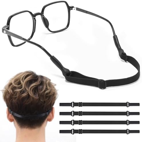 4 Pack Adjustable Glasses Strap（8.5-12.5in） Glass Straps for Eyeglasses & Sunglasses Anti-Slip Sports & Daily Use Eyeglass Strap