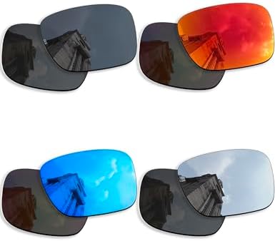 4 Pairs Anti-scratch Polarized Replacement Lenses for Oakley Holbrook OO9102 Sunglasses Retro Black+silver+blue+fire