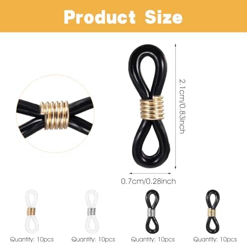40Pcs Eyeglass Chain Connector Glass Holders For Women Eyeglasses Sunglasses Stylish Accessories Around Neck Chain Anti Slip Straps(Rubber Zinc Alloy)