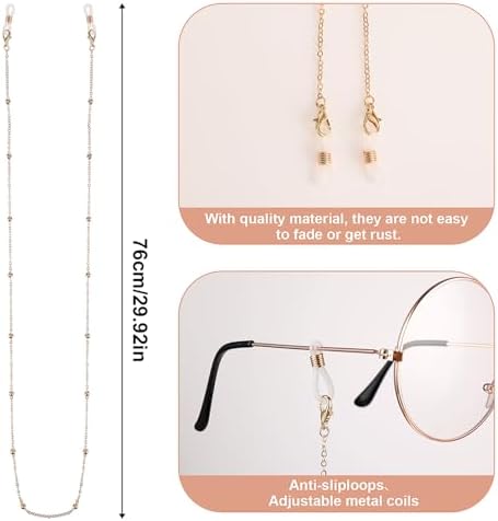 5Pcs Eyeglass Holders Around Neck Eyeglass Chain For Women Stylish Beaded Glasses Lanyard For Girls Kids Men Glasses Neck Strap Vintage Reading Glasses Chain With Eyeglass Loop
