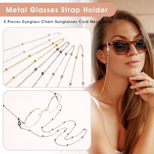 5Pcs Eyeglass Holders Around Neck Eyeglass Chain For Women Stylish Beaded Glasses Lanyard For Girls Kids Men Glasses Neck Strap Vintage Reading Glasses Chain With Eyeglass Loop