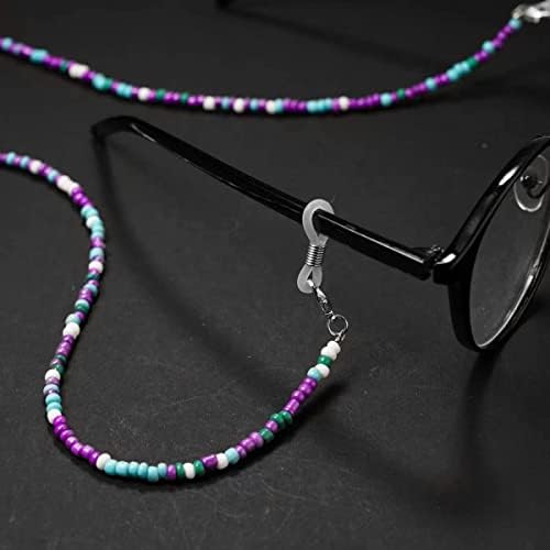 8 Pcs Beaded Eyeglass Chains For Women & Girls Multifunction Colorful Mask Glasses Lanyard Sunglass Holder Strap Around Neck Bead Holders Face Mask Chains Clamp Necklace Strap With Eyeglass Loop