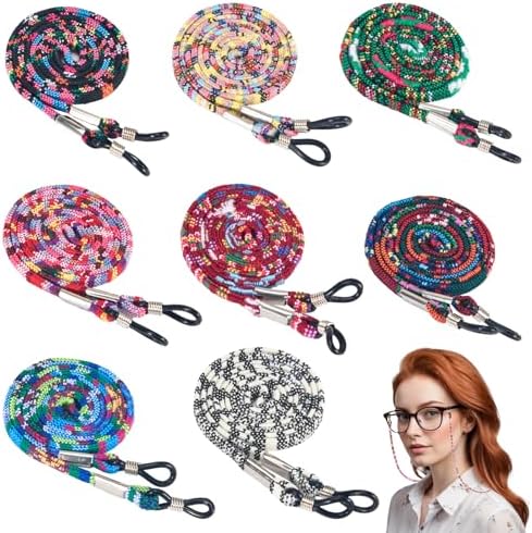 8 Pcs Eyeglass Holder Strap Glasses Strap Cord Lanyard Sunglass Retainer Chain for Men Women Kids Multicolor Eyewear String Safety Band
