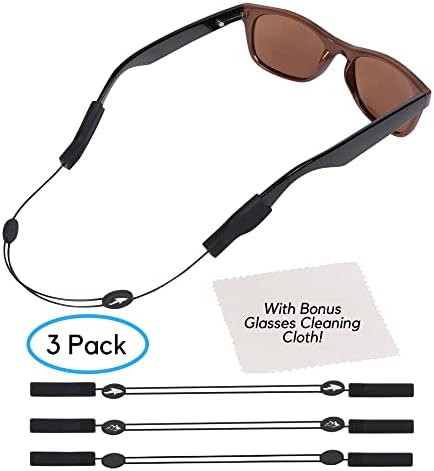 Adjustable Eyeglass Strap (3 Pack) - No Tail Sunglass Strap - Eyewear String Lanyard - With Bonus Cleaning Cloth - 3 Pack