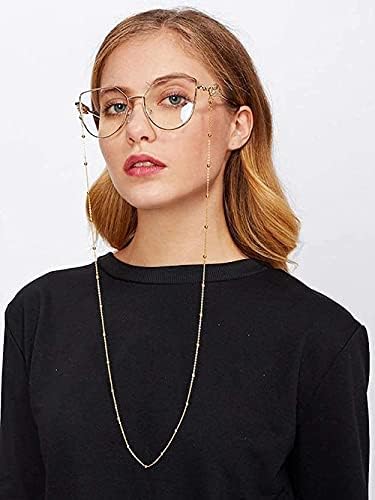 AllenCOCO Glasses Chain Eyeglass Strap For Women Sunglasses - 14K Gold Eyeglasses Chain Eye Glasses Holders Around Neck
